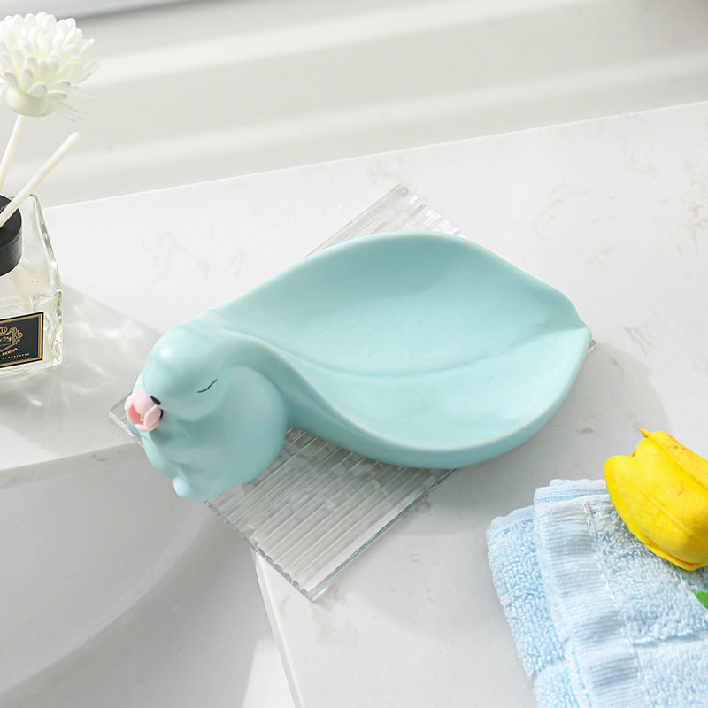 Feblilac Rabbit Soap Box for Bathroom