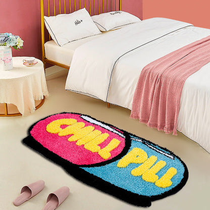 Feblilac Funny CHILL PILL Mat for Bedroom Living Room