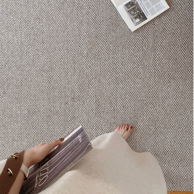 Solid Color Wool-Woven Area Rug, Wabi-Sabi Style Carpet for Living Room Bedroom - view 4
