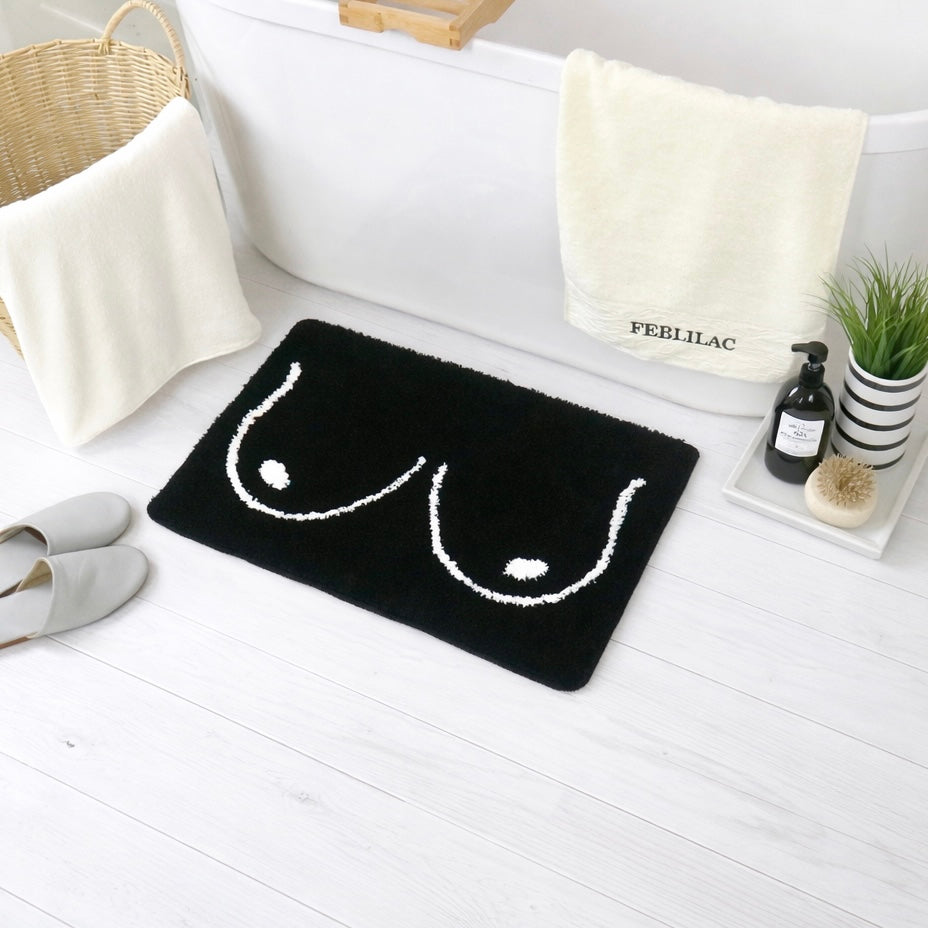 Feblilac Black and White Boobs Tufted Bath Mat