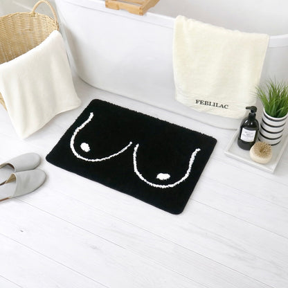 Feblilac Black and White Boobs Tufted Bath Mat