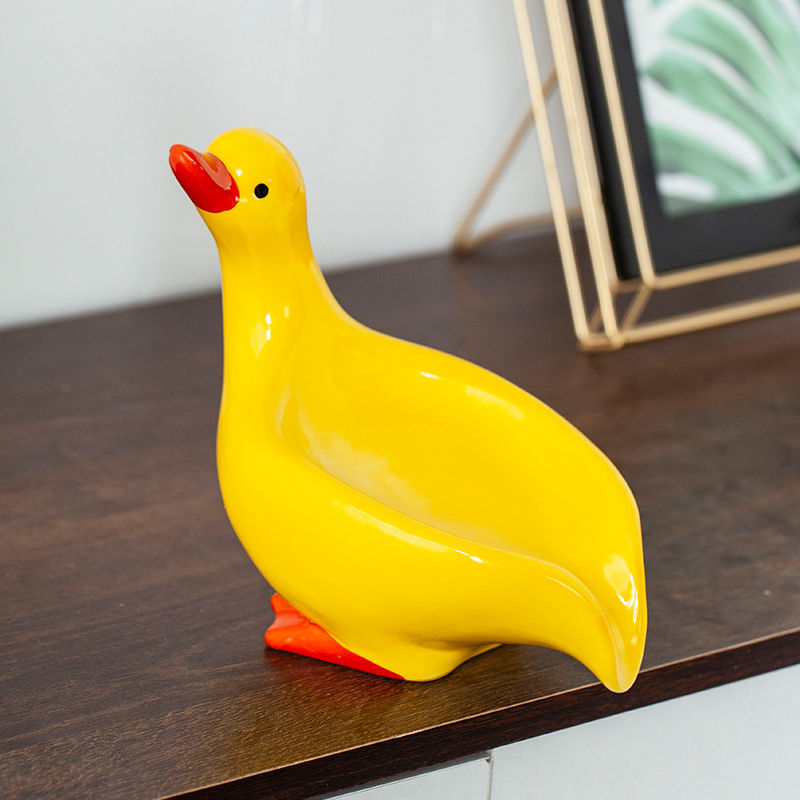 Feblilac Soap Box Ceramic Household Drain Soap Box Mengqu Little Duck Creative Kitchen Bathroom No Punching Soap Dish