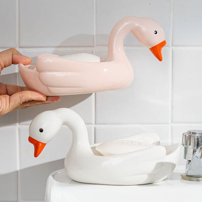 Feblilac Personalized Swan Bathroom Soap Box