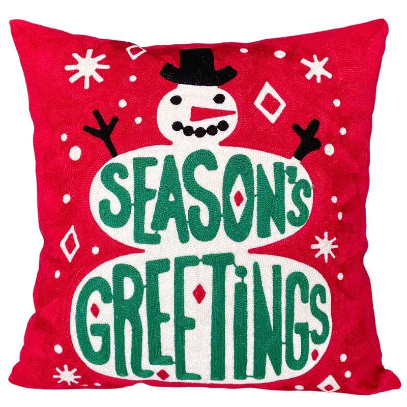 Christmas Snowman Pillow Cushion, Red Holiday Gift Home Decor