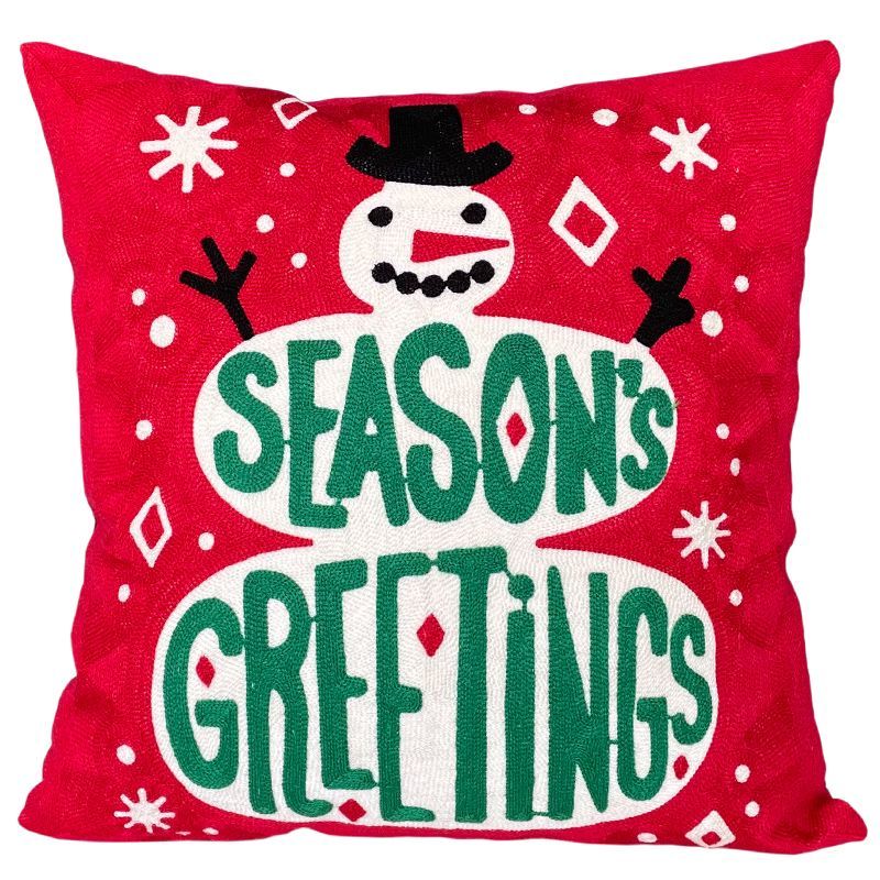 Christmas Snowman Pillow Cushion, Red Holiday Gift Home Decor - view 19