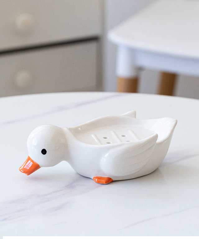 Feblilac Duck Soap Box Household Drain Does Not Accumulate Water Creative Soap Box Bathroom Washstand Soap Box Rack Drain