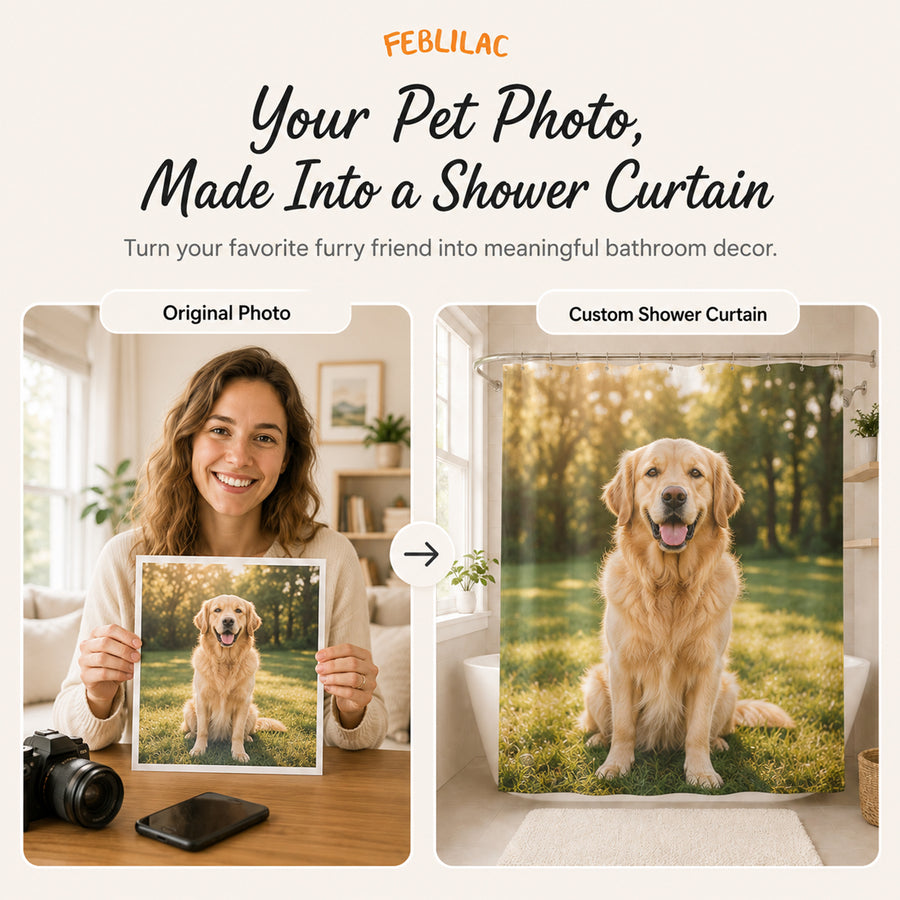 Feblilac Custom Shower Curtain with Your Photo, Text, Logo or Artwork - view 2