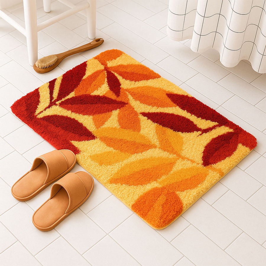 Feblilac Red Leaves Bath Mat
