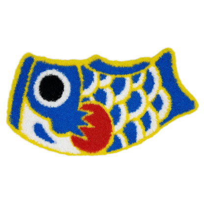 Feblilac Plastic Wire Blue Koi PVC Coil Door Mat