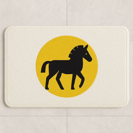 Feblilac Black Horse Bath Mat, Animal Bathroom Rug
