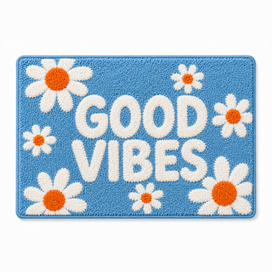 Feblilac GOOD VIBES Tufted Bath Mat – Plush, Soft & Colorful