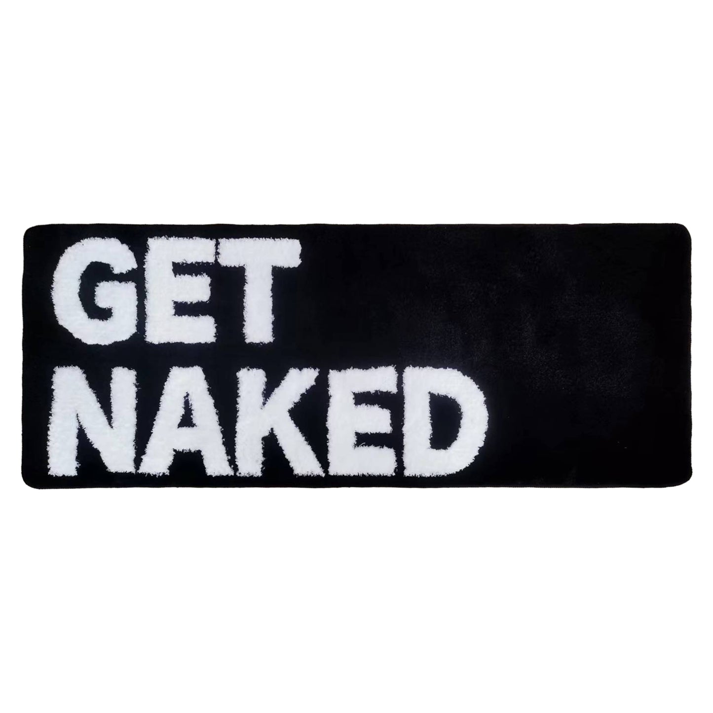 Feblilac Black and White Get Naked Runner Tufted Bath Mat