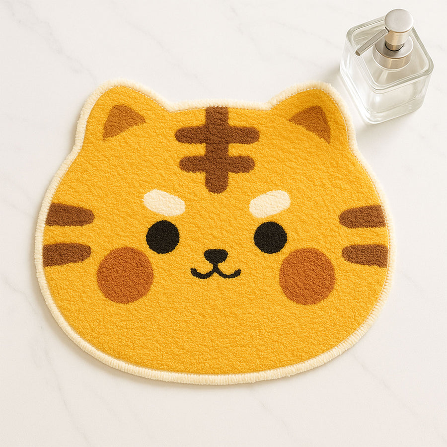 Tiger Head Shaped Bath Mat – Cute & Fluffy Kids' Rug