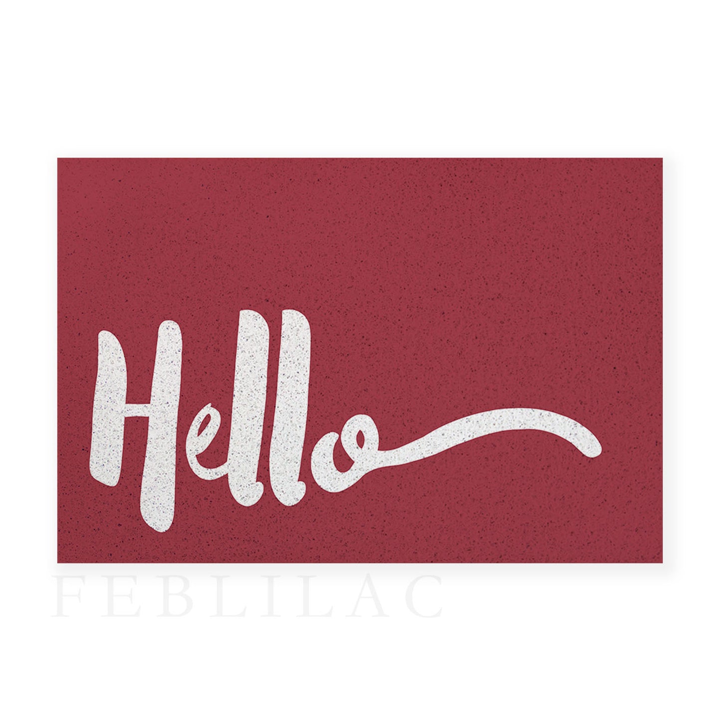 Feblilac Red Background Hello PVC Coil Door Mat