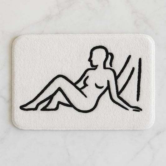 Minimalist Nude Line Art Rug – Modern Tufted Bath Mat | Feblilac