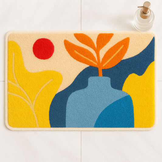 Feblilac Abstract Flower Pot Bath Mat