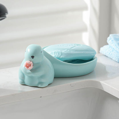 Feblilac Rabbit Soap Box for Bathroom