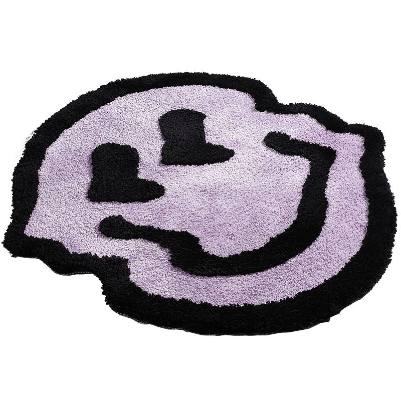 Tufted Smile Face Rug, Fun Fluffy Dizzy Mat for Bathroom Bedroom