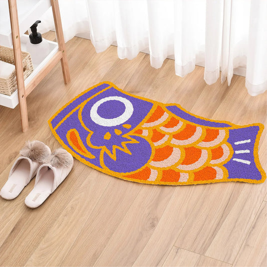 Feblilac Colorful Japanese Koi Tufted Bath Mat