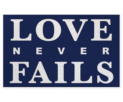 Feblilac Blue Background Love Never Falls PVC Coil Door Mat