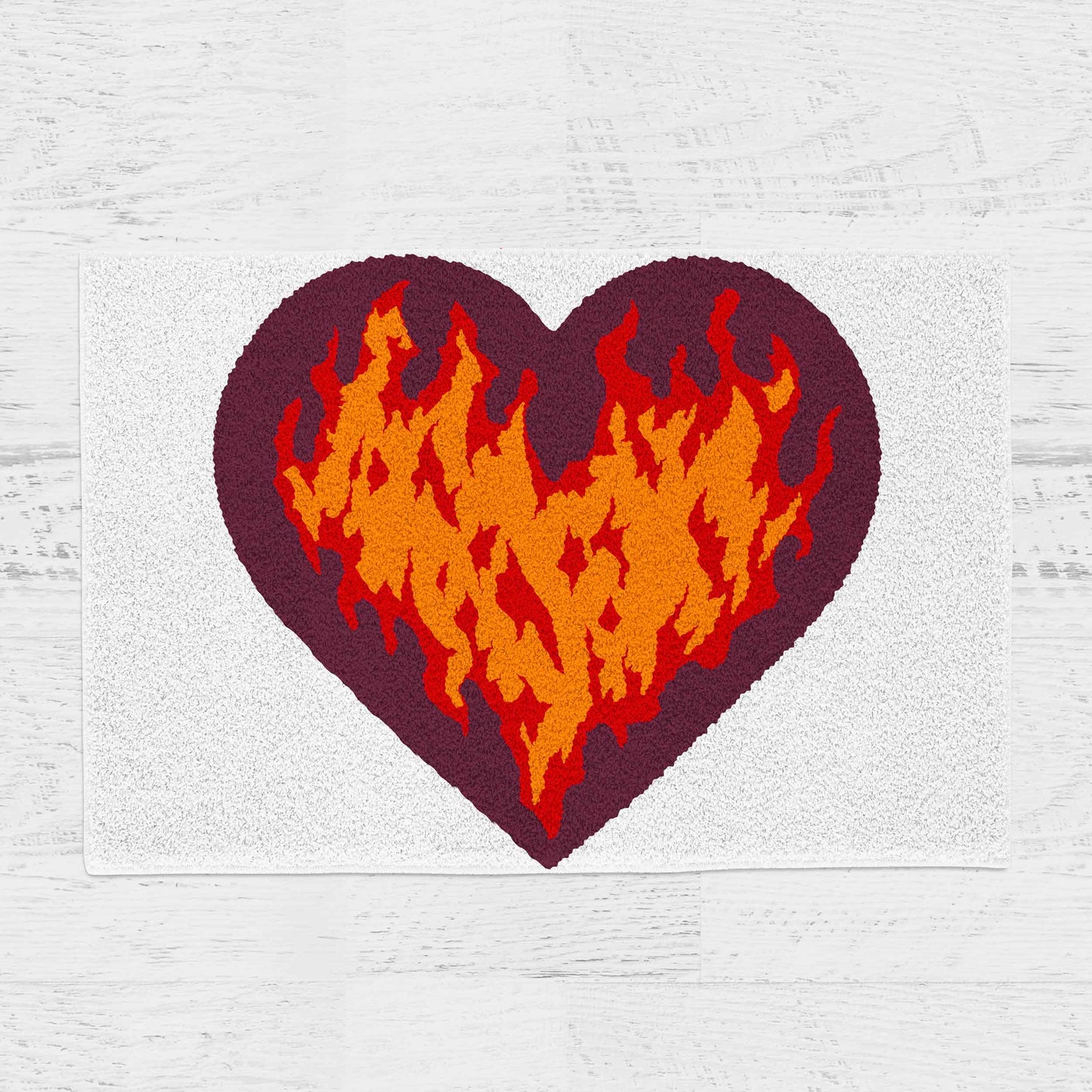 Feblilac Flame Heart Tufted Bath Mat