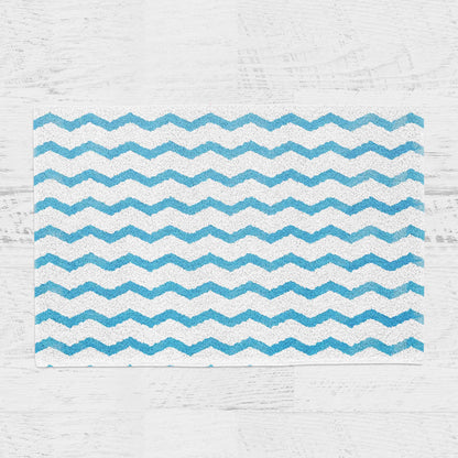 Feblilac Blue Gradient Watercolor Pattern Tufted Bath Mat