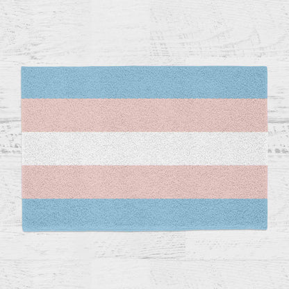 Feblilac Pink Blue White LGBT Flag Tufted Bath Mat