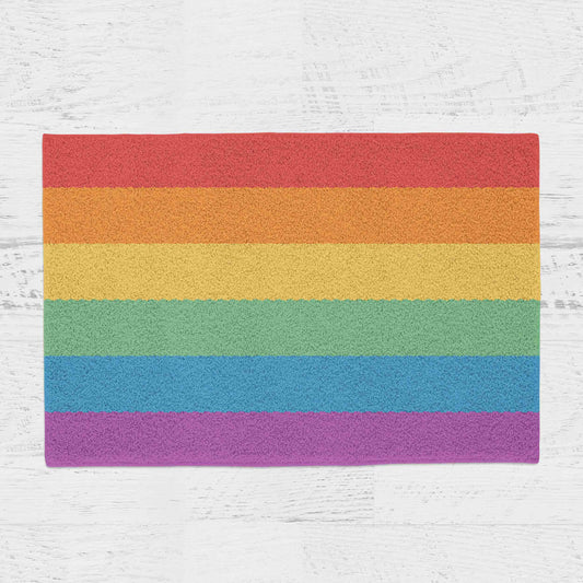 Feblilac Rainbow Colors LGBT Flag Tufted Bath Mat