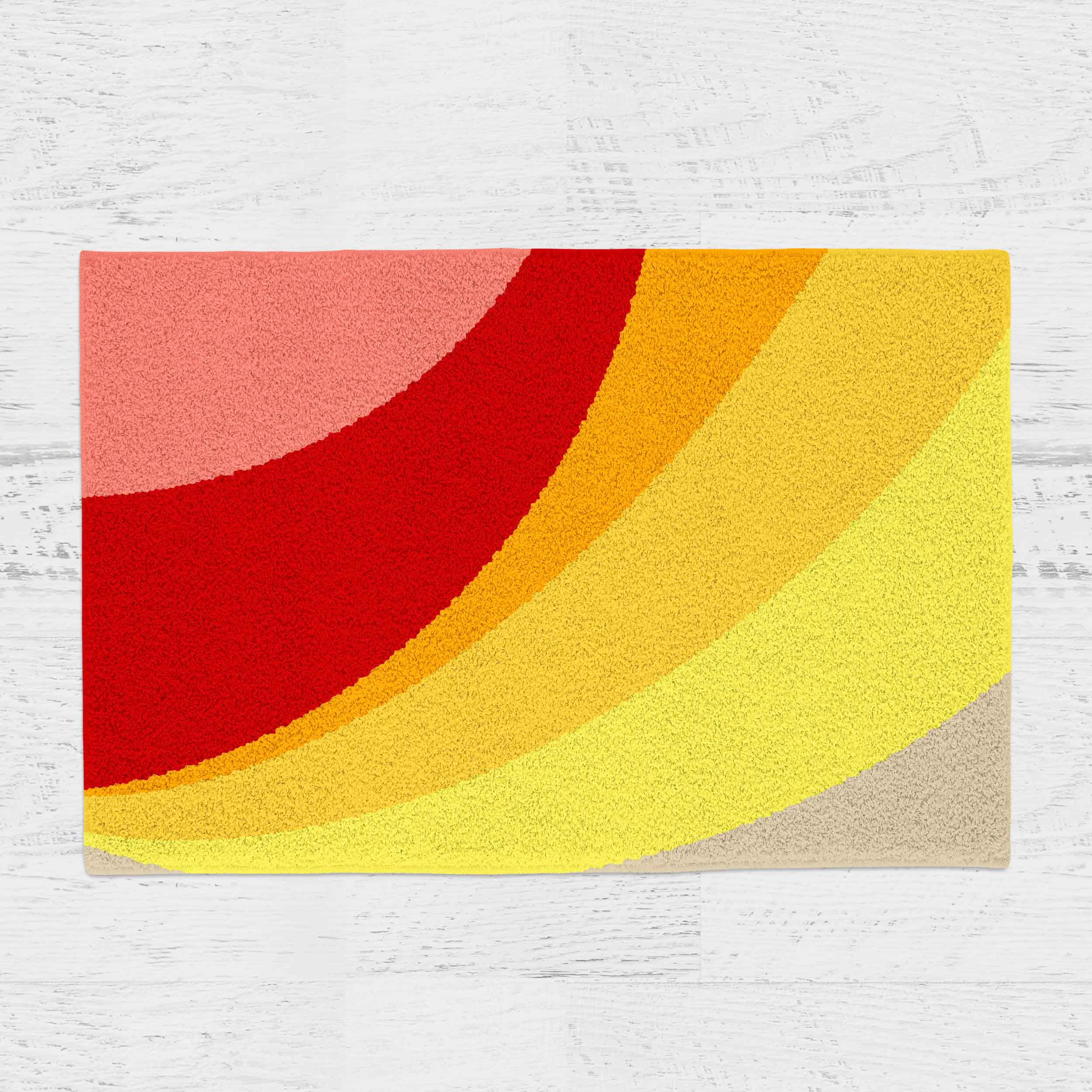 Feblilac Red and Yellow Brilliant Circles Tufted Bath Mat