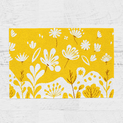 Feblilac Yellow Dandelion Curved Branches PVC Coil Door Mat