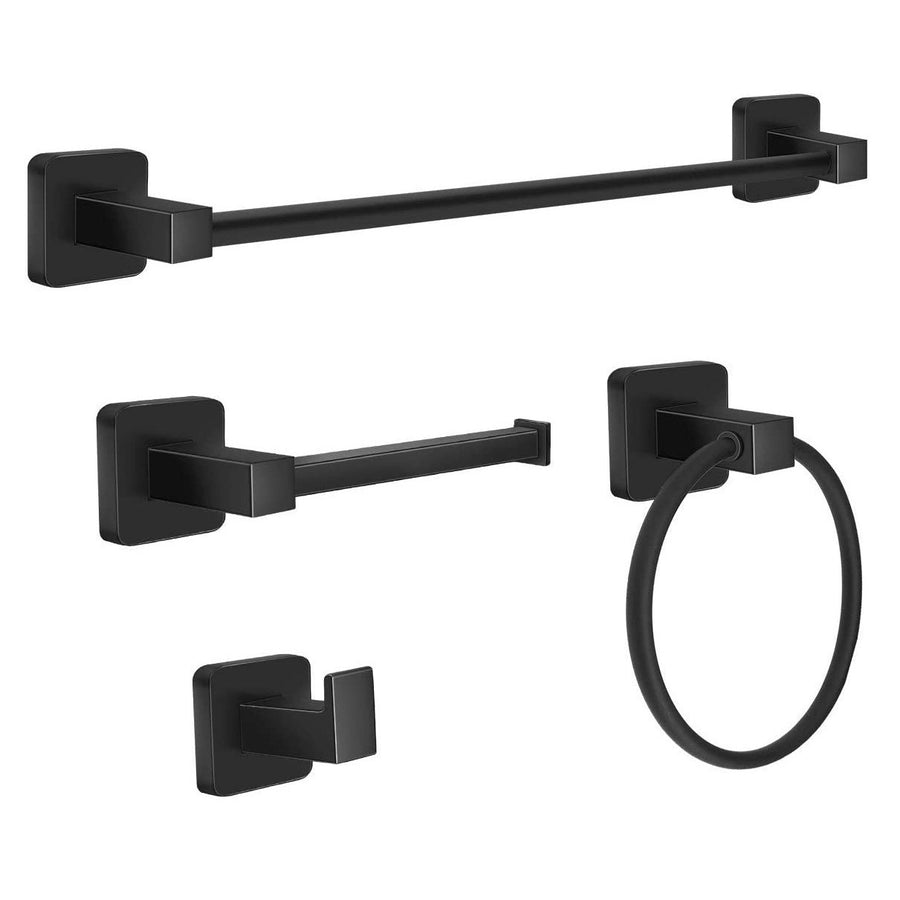 Feblilac Black Bathroom Towel Bar Wall Mount Stand Holder - view 2