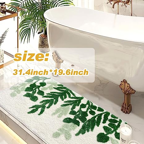 Feblilac Green Leaf Cute Plant Tufted Bath Mat - view 2