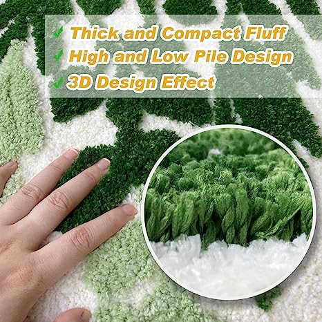 Feblilac Green Leaf Cute Plant Tufted Bath Mat - view 3
