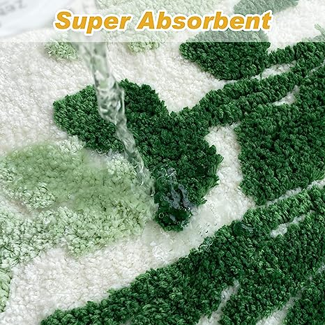 Feblilac Green Leaf Cute Plant Tufted Bath Mat - view 4