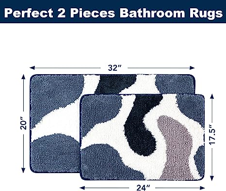 Feblilac Blue Abstract Geometric Tufted Bath Mat - view 4