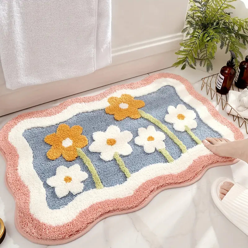 Feblilac Cute Flower Bath Mat Home Decor