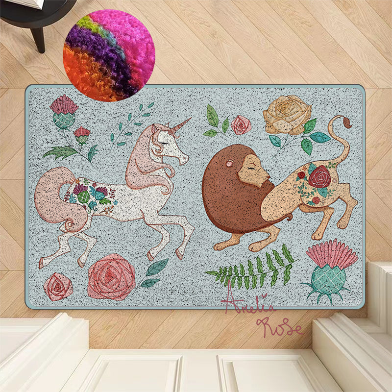 Feblilac The Lion and the Unicorn Nylon Door Mat by AmeliaRose Illustrations from UK