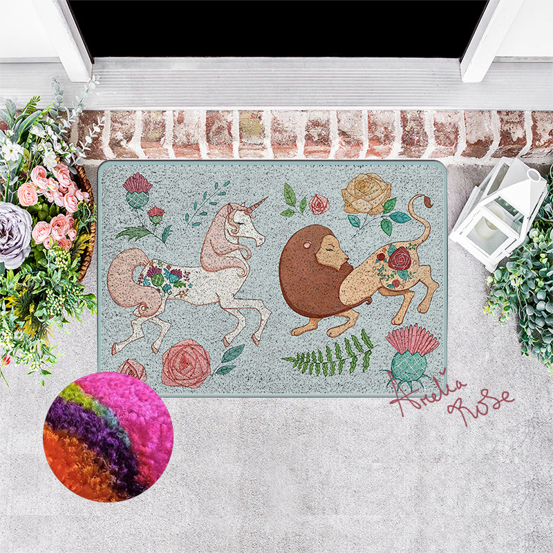 Feblilac The Lion and the Unicorn Nylon Door Mat by AmeliaRose Illustrations from UK