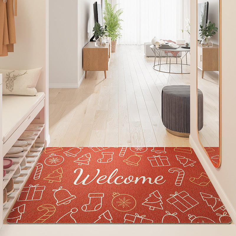 Feblilac Red Christmas Gift PVC Coil Door Mat