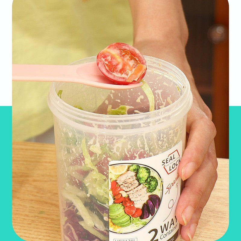 Feblilac Breakfast Salad Cup Milkshake Cup with Fork Spoon Seal with Lid - view 3