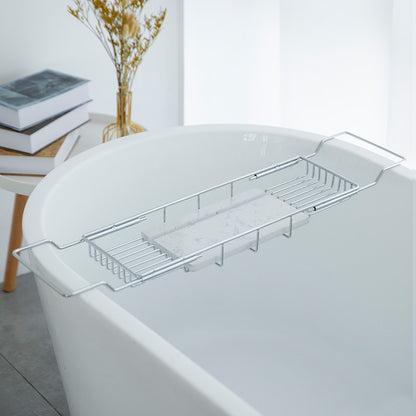 Feblilac Bathroom Telescopic Shelf Tray Bathtub Storage Tray