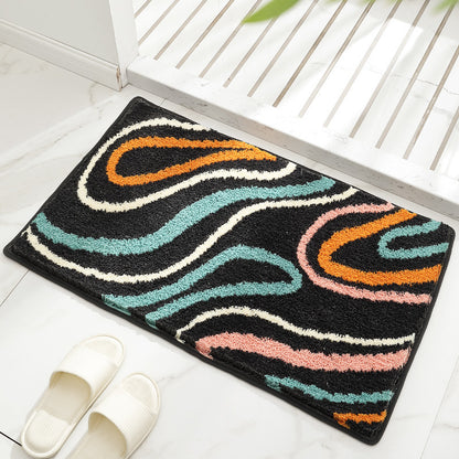 Feblilac Nordic Style Wavy Lines Tufted Bath Mat