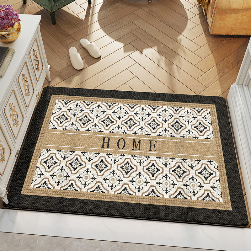 Feblilac Black and Camel Euro Pattern Polyester Door Mat