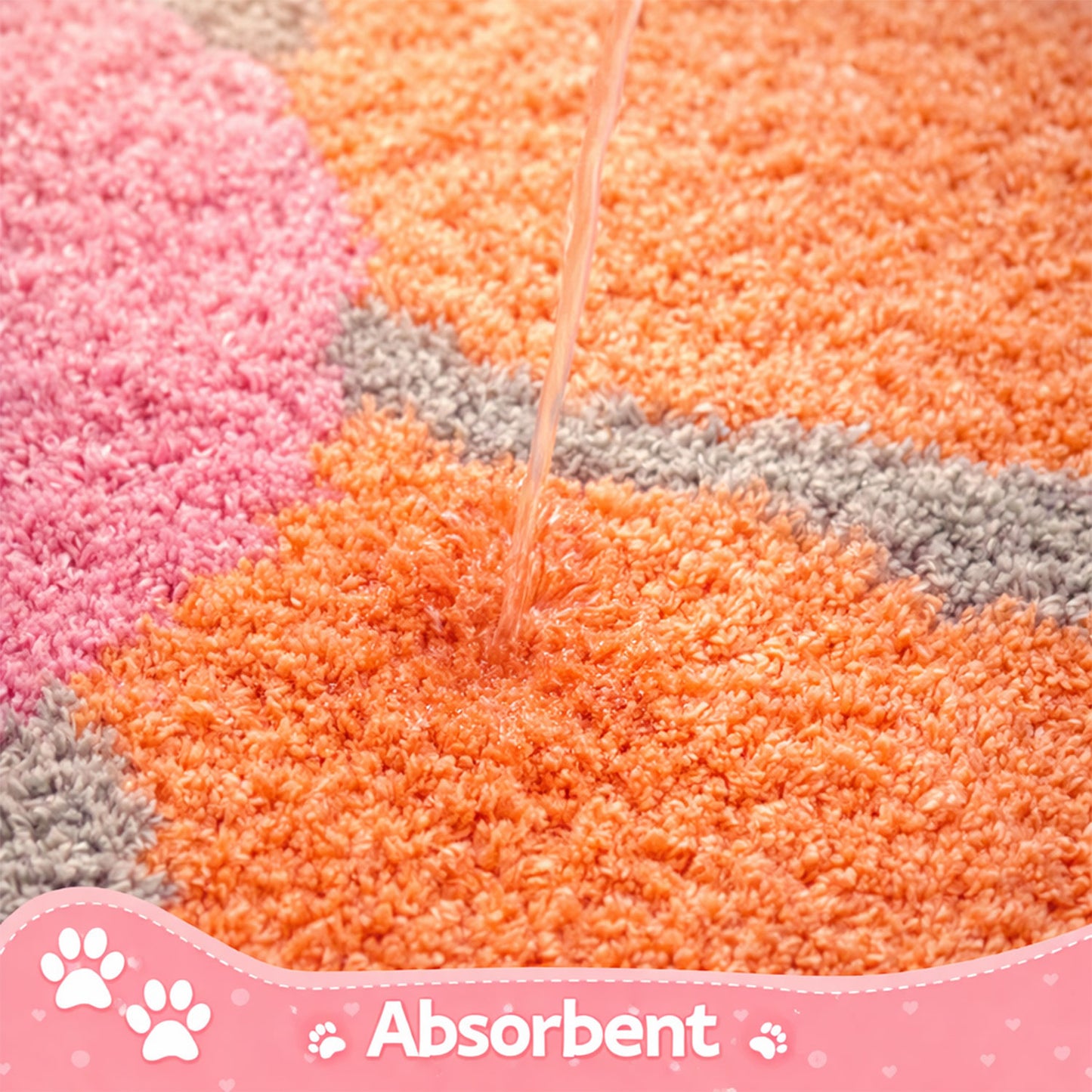 Feblilac Pink & Orange Flower Tufted Bath Mat – Soft Absorbent Non-Slip Rug