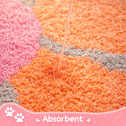 Feblilac Pink & Orange Flower Tufted Bath Mat – Soft Absorbent Non-Slip Rug