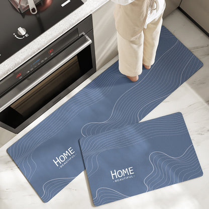 Feblilac Curve Arrangement PVC Leather Kitchen Mat