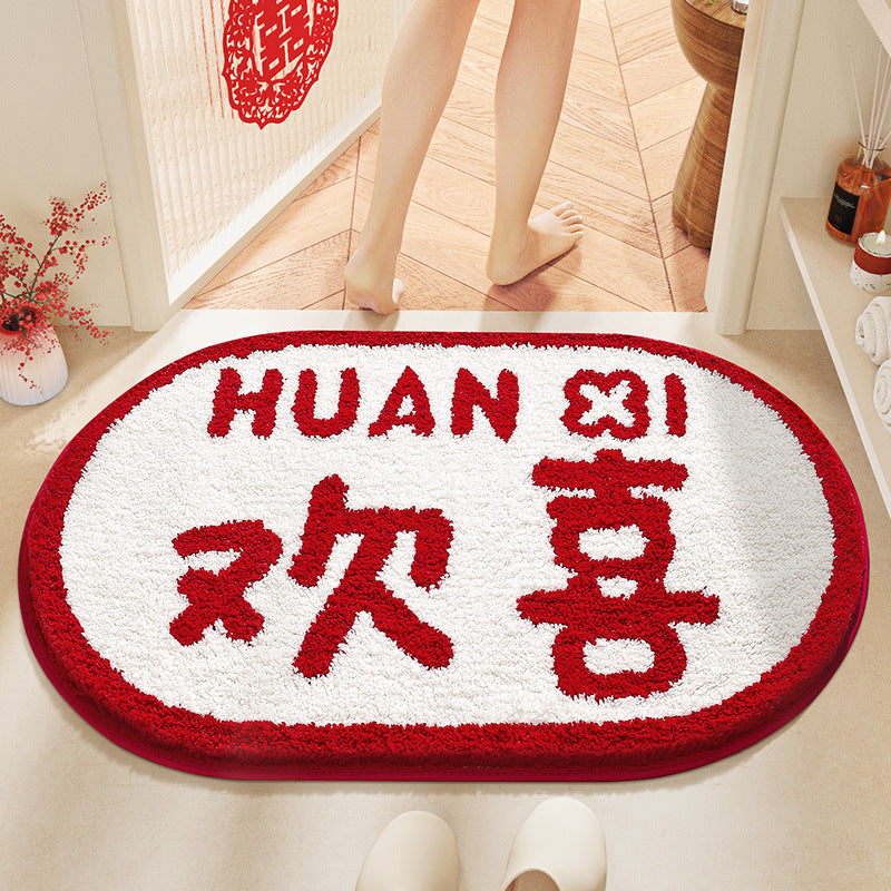 Feblilac Red Festive Love Tufted Bath Mat