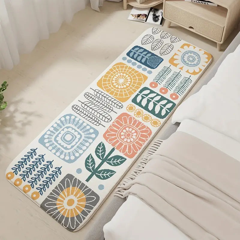 Feblilac Boho Style Flowers Bedroom Rug Long Runner