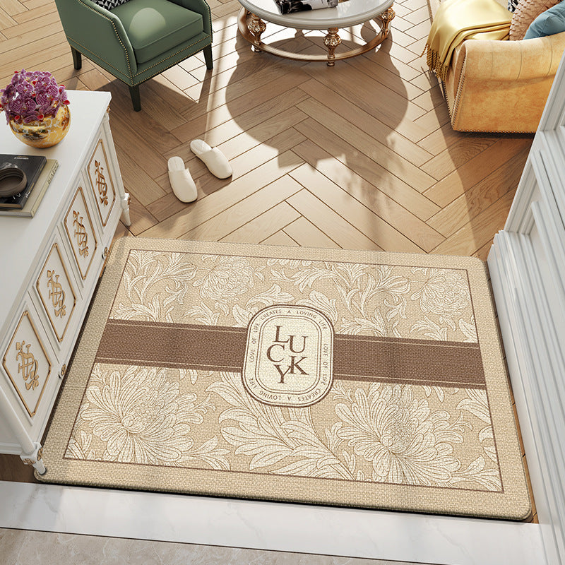 Feblilac Brown And White Flowers And Leaves Polyester Door Mat