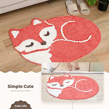 Feblilac Sleep Fox Animals Tufted Bath Mat